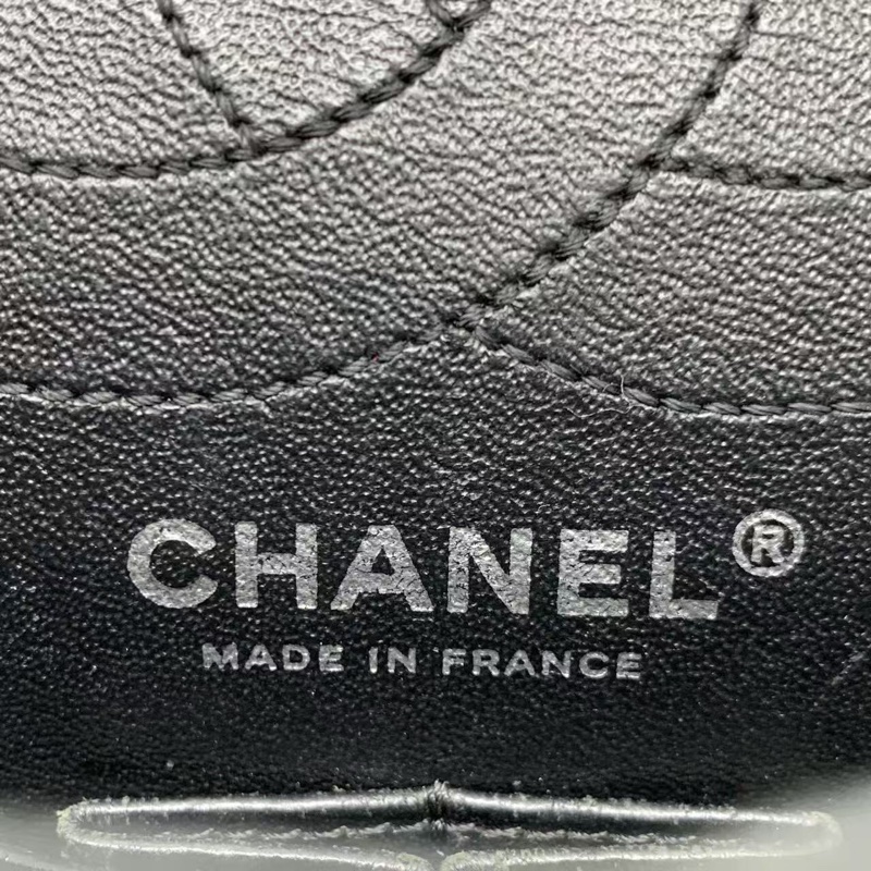 二手Chanel香奈兒限量款2.55中號黑色法餐刀叉限量款鏈條包，鐳射21開-11