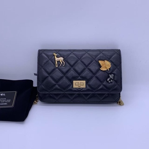 二手Chanel香奈兒Woc2.55徽章限量款鏈條包，鐳射26開