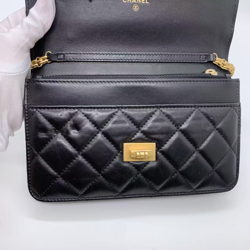 二手Chanel香奈兒Woc2.55徽章限量款鏈條包,鐳射26開-9