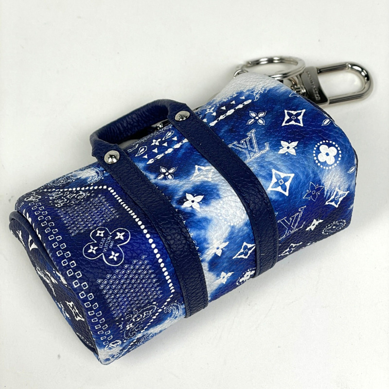 路易威登 Porte Clés 手拿包 Monogram Bandana 鑰匙圈 Keepall 旅行包掛飾 皮革 藍色 MP3337 女士-1