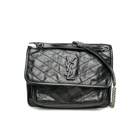 SAINT LAURENT Niki中號28D扣黑色牛皮黑扣