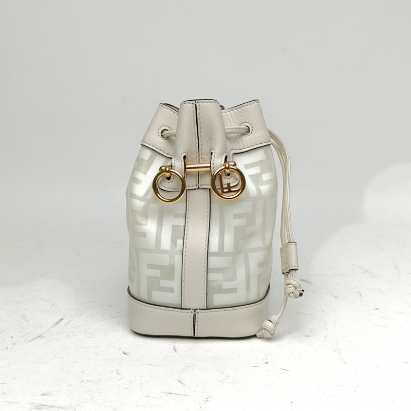 FENDI MONTRESOR迷你水桶包白色牛皮/PVC金扣-1