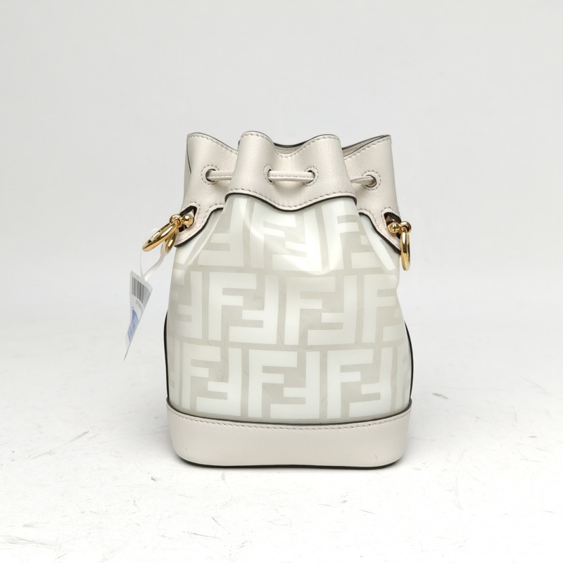 FENDI MONTRESOR迷你水桶包白色牛皮/PVC金扣-2