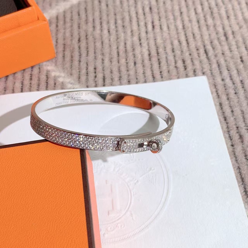 Hermes愛馬仕Kelly白金滿鑽手鐲st 中號，2021購入-4