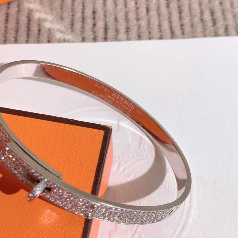 Hermes愛馬仕Kelly白金滿鑽手鐲st 中號，2021購入-5