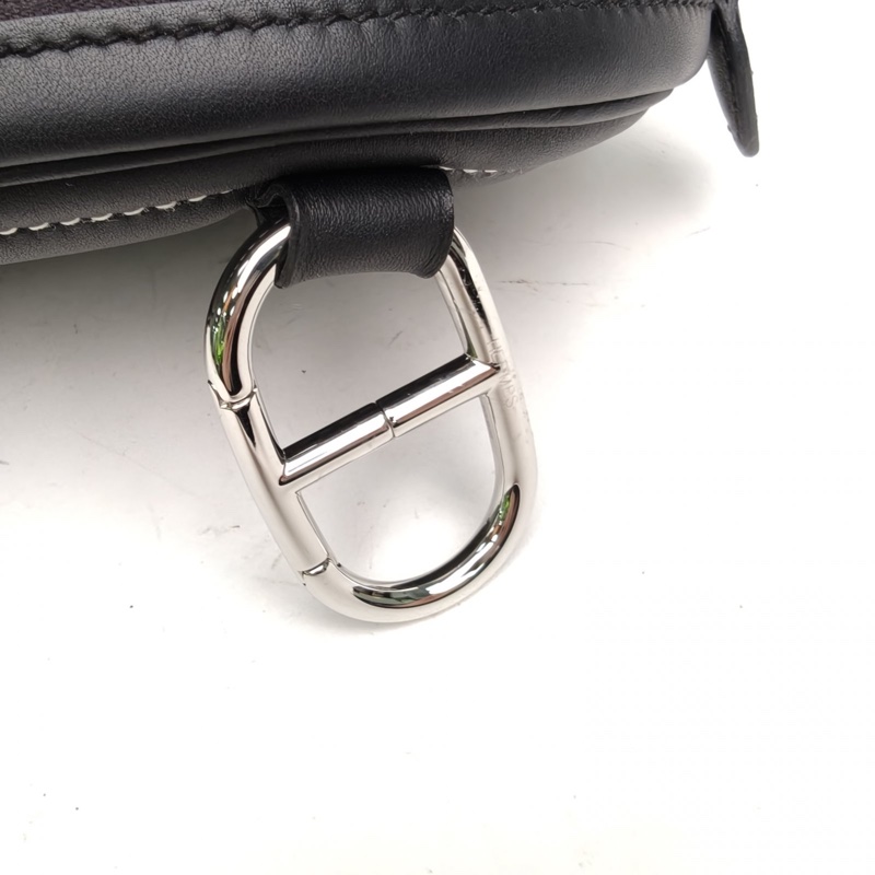 HERMES Roulis豬鼻子intheloop腰包黑色Swift皮W刻銀扣-4
