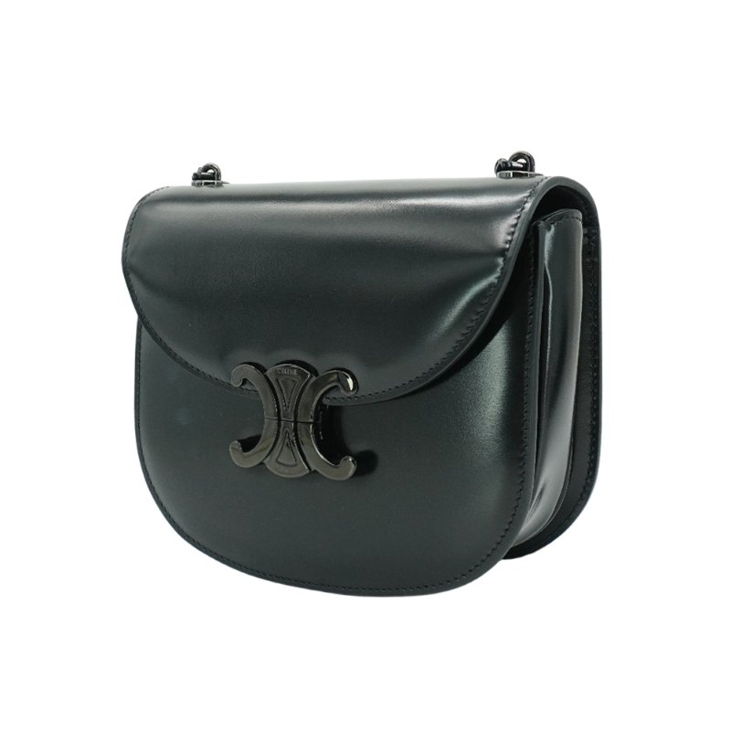 Celine 展示品 So Black Besace Clea 亮面小牛皮手提斜背二用包(黑)-1