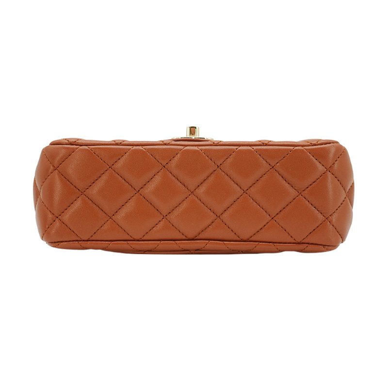 Chanel 展示品 Handle 20 菱格羊皮水鑽手把淡金鍊斜背包(焦糖色)-3