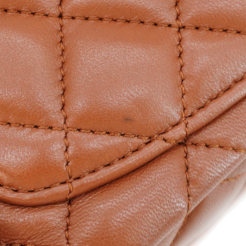 Chanel 展示品 Handle 20 菱格羊皮水鑽手把淡金鍊斜背包(焦糖色)-7