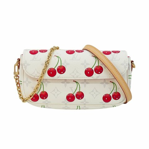 Louis Vuitton x TM Ivy Woc 櫻桃造型帆布肩背/斜背包(M14239-白)
