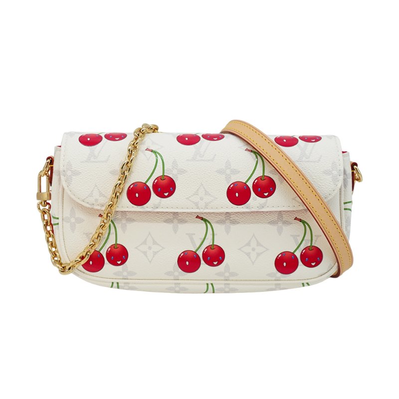 Louis Vuitton x TM Ivy Woc 櫻桃造型帆布肩背/斜背包(M14239-白)-0