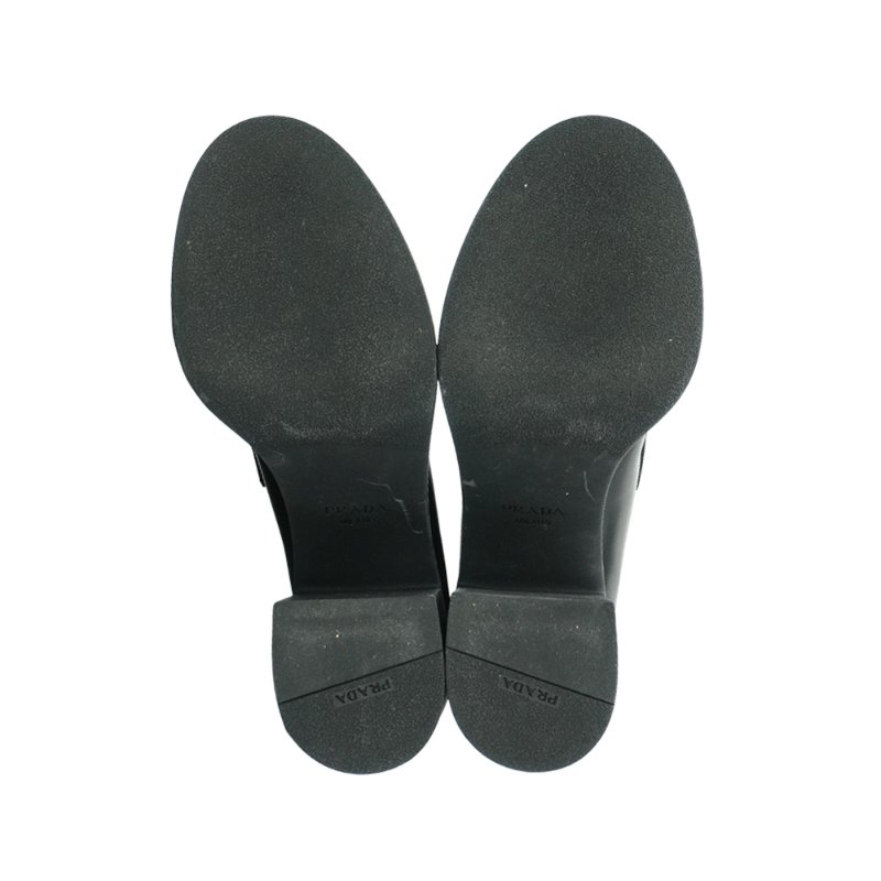 Prada 展示品 拋光皮革樂福鞋#37.5(黑)-4