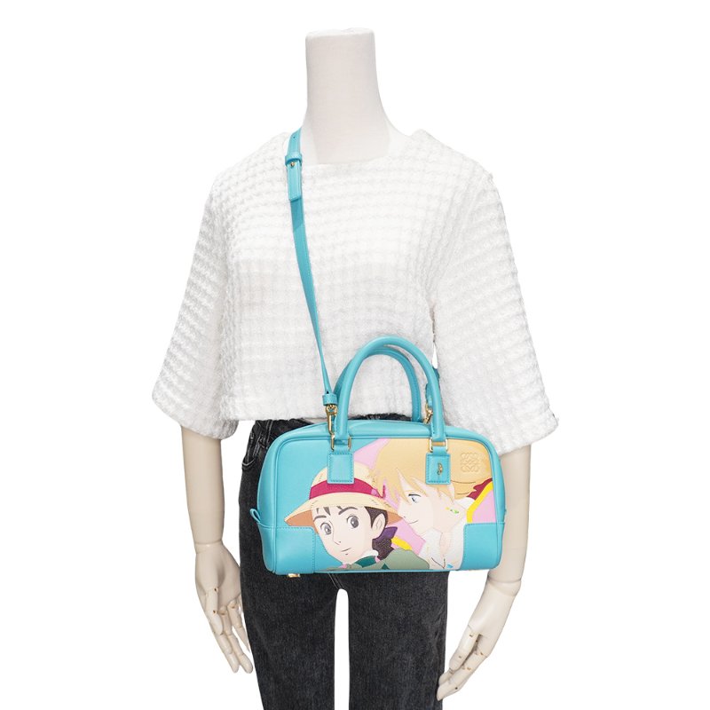 Loewe x 吉卜力 展示品 Amazona 23 霍爾與蘇菲圖案牛皮二用包(藍)-5