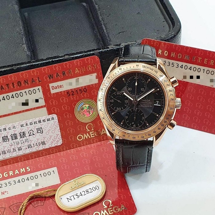 【大眾名錶】OMEGA歐米茄 323.53.40.40.01.001 超霸系列 黑面盤 18K玫瑰金 2013/02台灣AD B1188-1
