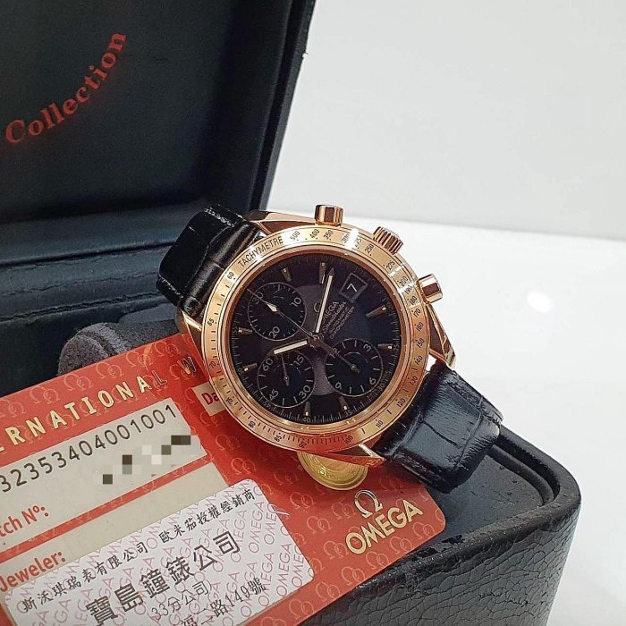 【大眾名錶】OMEGA歐米茄 323.53.40.40.01.001 超霸系列 黑面盤 18K玫瑰金 2013/02台灣AD B1188-2