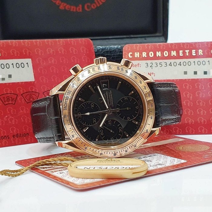 【大眾名錶】OMEGA歐米茄 323.53.40.40.01.001 超霸系列 黑面盤 18K玫瑰金 2013/02台灣AD B1188-4