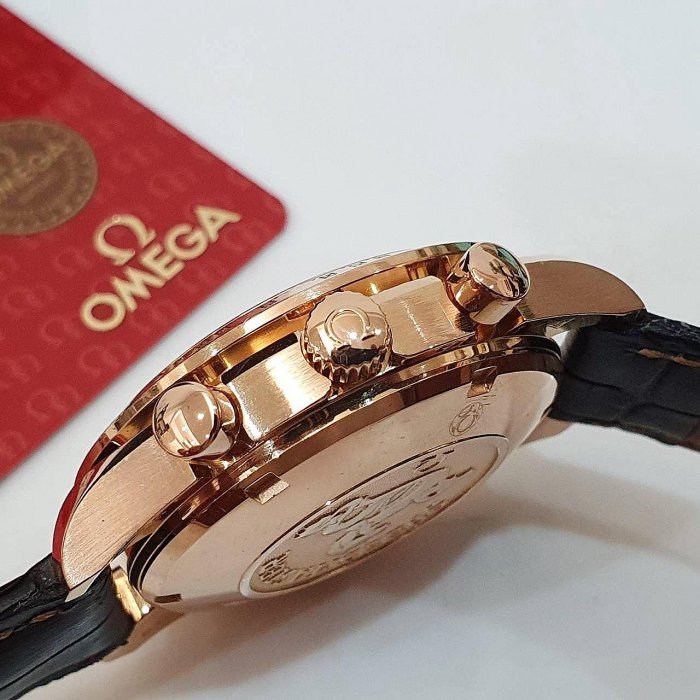 【大眾名錶】OMEGA歐米茄 323.53.40.40.01.001 超霸系列 黑面盤 18K玫瑰金 2013/02台灣AD B1188-5