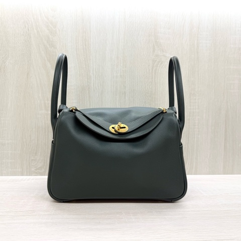HERMES 1T泰坦綠EVERCOLOR皮金釦LINDY26