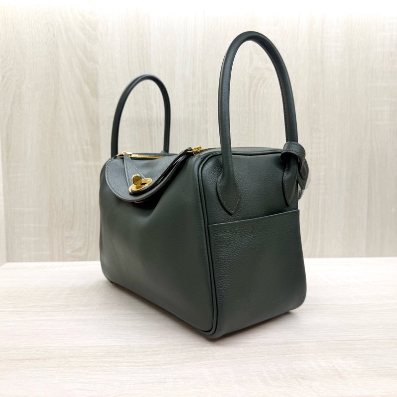 HERMES 1T泰坦綠EVERCOLOR皮金釦LINDY26-2