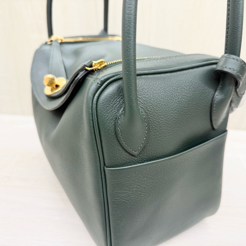 HERMES 1T泰坦綠EVERCOLOR皮金釦LINDY26-3