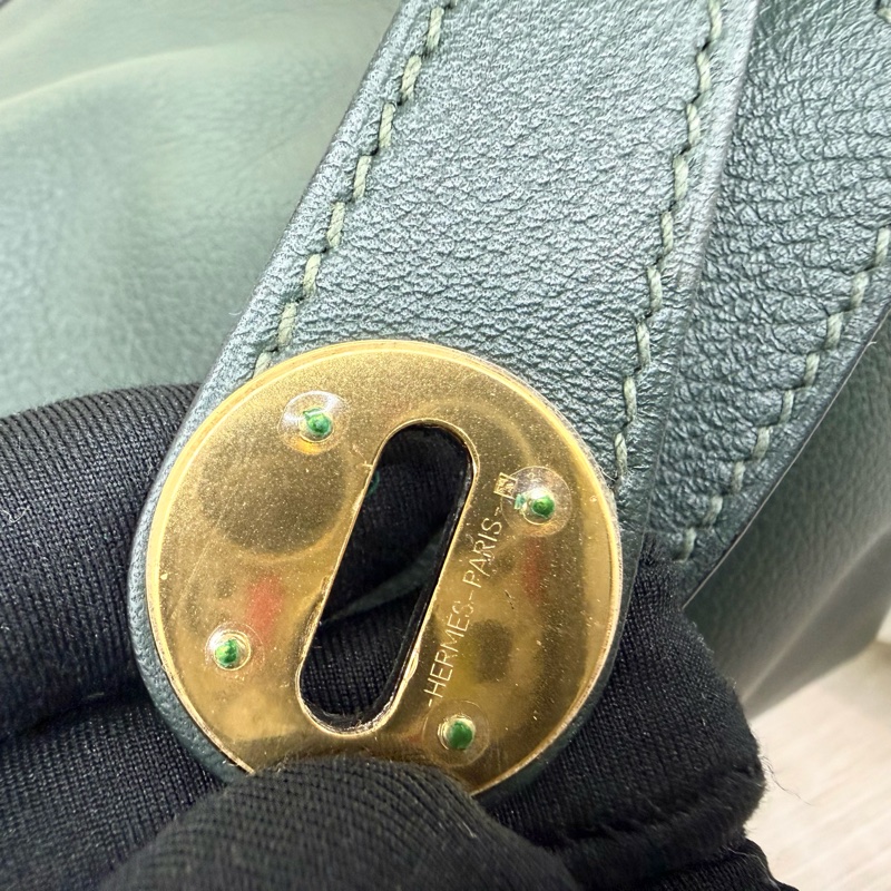 HERMES 1T泰坦綠EVERCOLOR皮金釦LINDY26-11