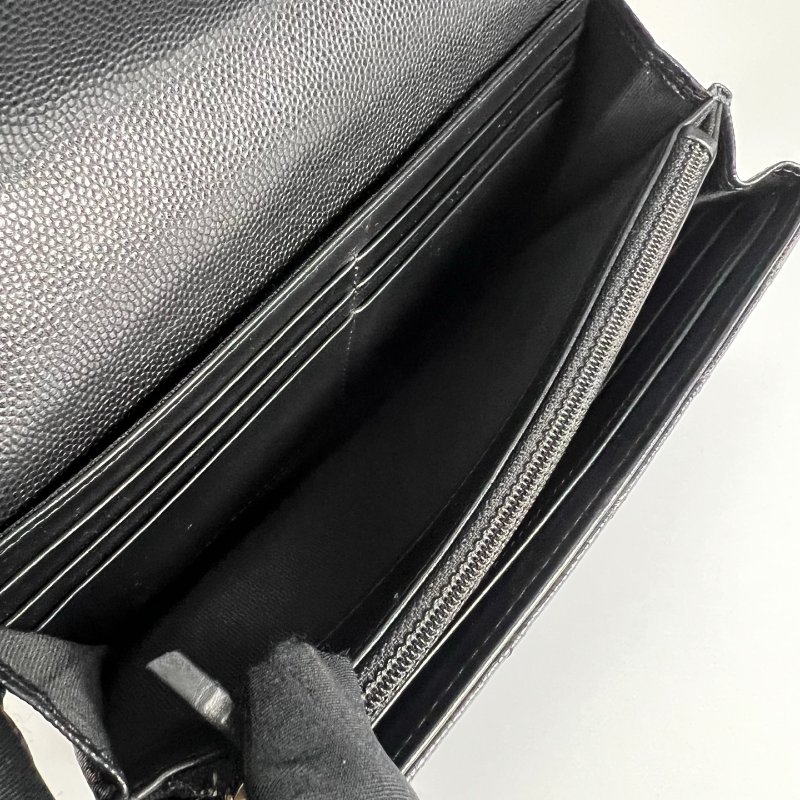 CHANEL BOY掀蓋長夾荔枝黑 A80286/晶片款-7