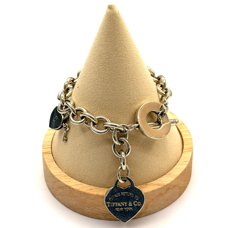 TIFFANY 蒂芬尼 RETURN TO HEART OPEN CIRCLE LOCK HEART 925純銀手鍊-0