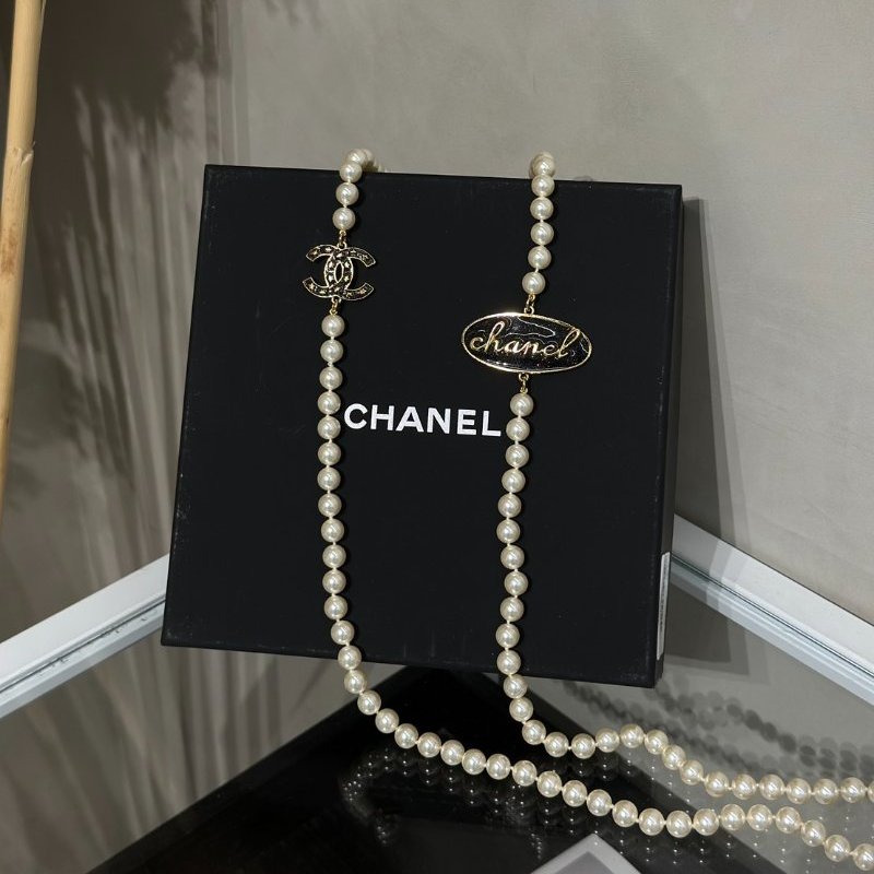 CHANEL 24C星星雙C珍珠長項鍊-0