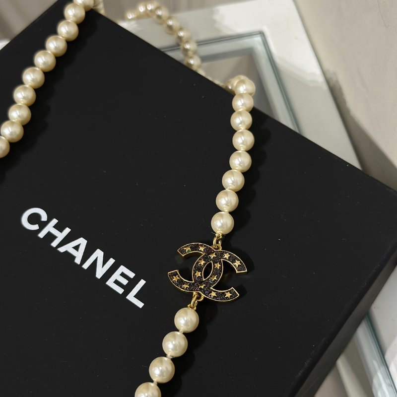 CHANEL 24C星星雙C珍珠長項鍊-5