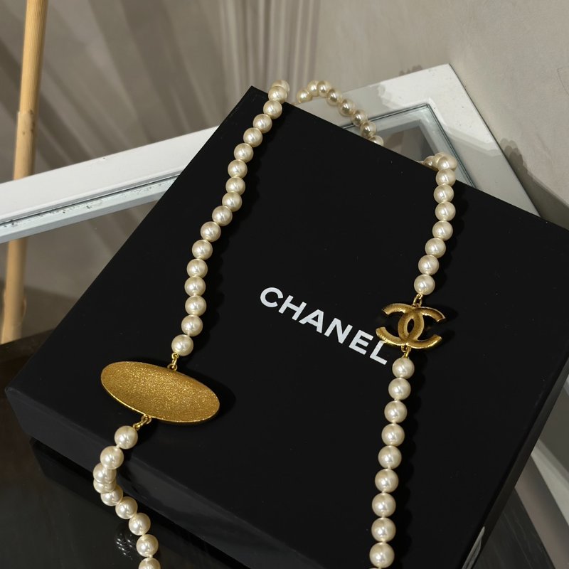CHANEL 24C星星雙C珍珠長項鍊-6