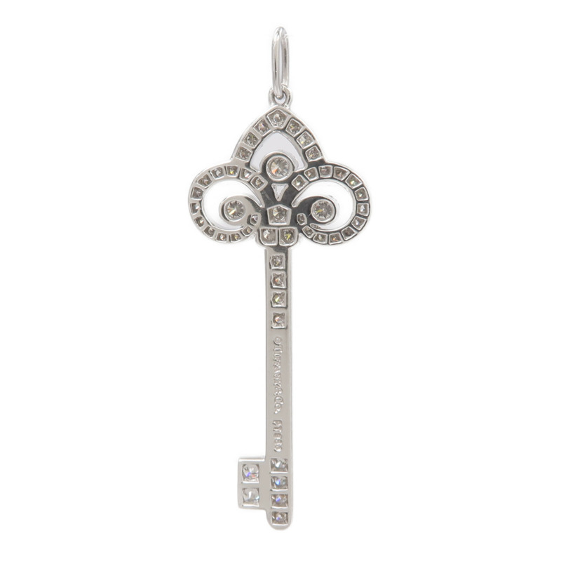 TIFFANY&CO PT950鉑金Fleur de Lis Key Pendant鑽石吊墜-1