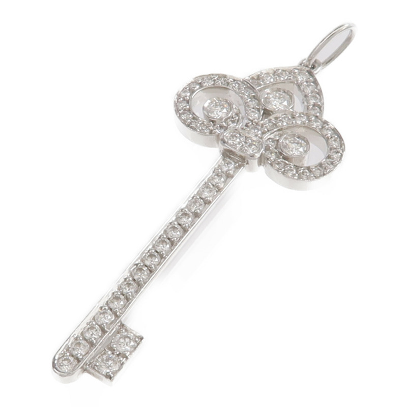 TIFFANY&CO PT950鉑金Fleur de Lis Key Pendant鑽石吊墜-2