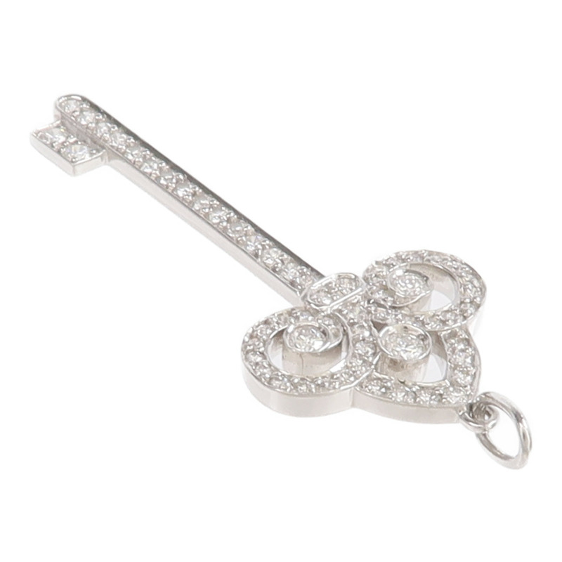 TIFFANY&CO PT950鉑金Fleur de Lis Key Pendant鑽石吊墜-4