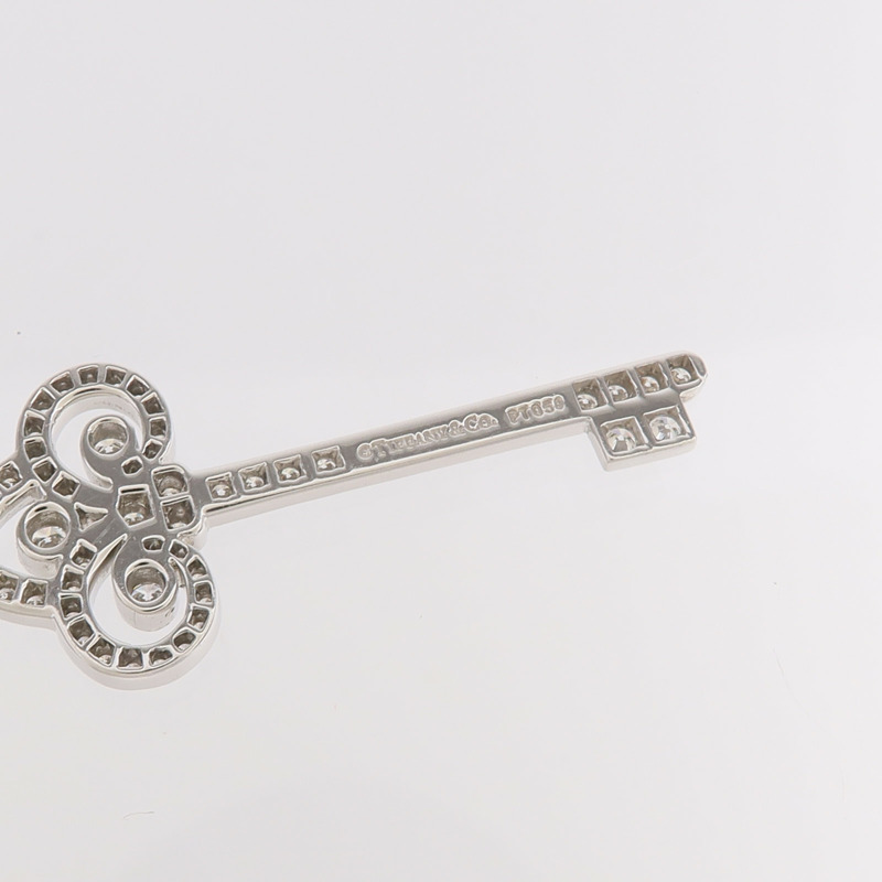 TIFFANY&CO PT950鉑金Fleur de Lis Key Pendant鑽石吊墜-5