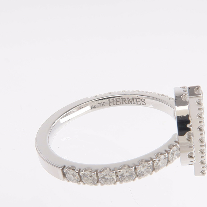 HERMES 18K白金Finesse Ring鑽石戒指Hermes#53/US#6.5-4