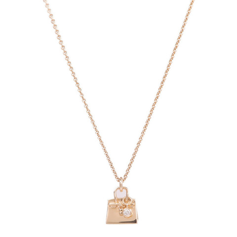 HERMES 18K玫瑰金Kelly Necklace鑽石項鍊
