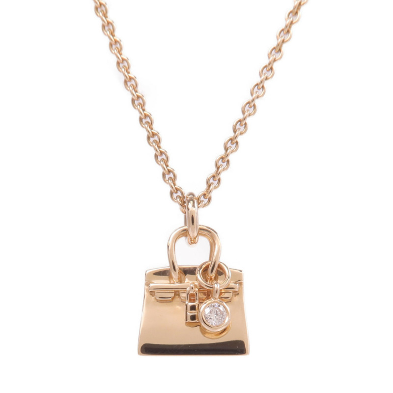 HERMES 18K玫瑰金Kelly Necklace鑽石項鍊-2