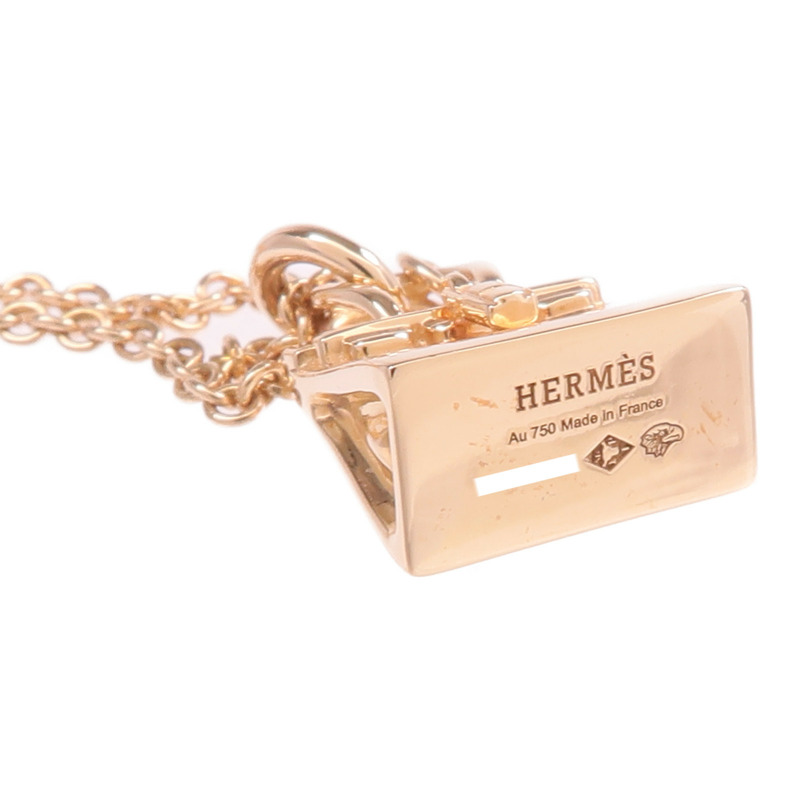 HERMES 18K玫瑰金Kelly Necklace鑽石項鍊-6