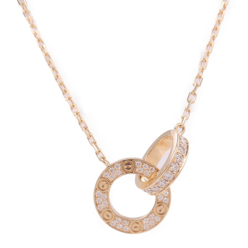 CARTIER 18K玫瑰金Love Necklace Paved鑽石項鍊-2