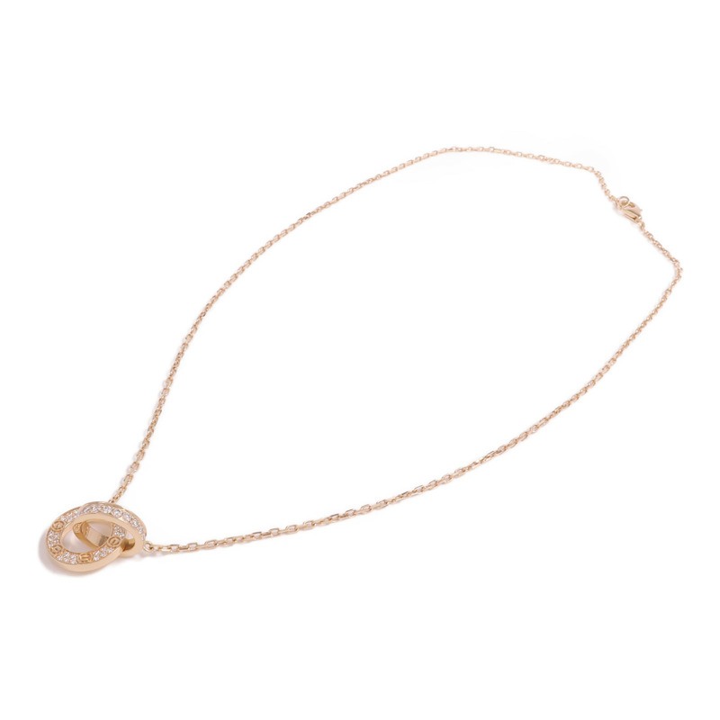 CARTIER 18K玫瑰金Love Necklace Paved鑽石項鍊-3