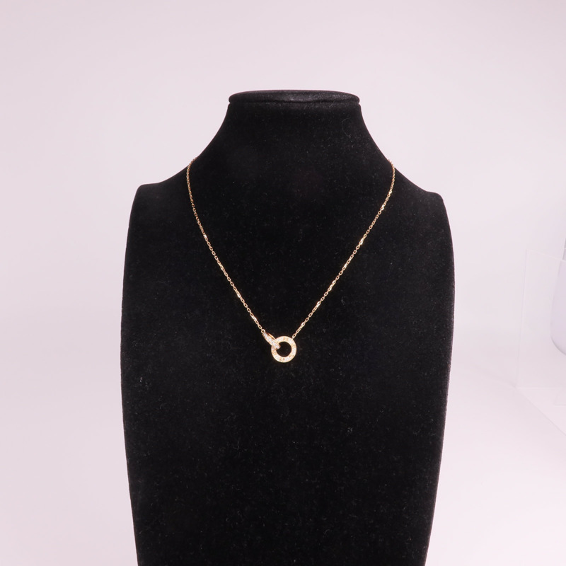 CARTIER 18K玫瑰金Love Necklace Paved鑽石項鍊-8