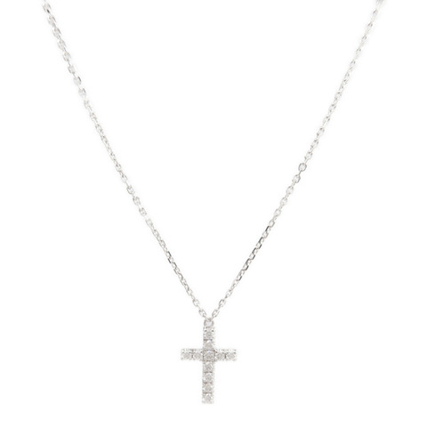 CARTIER 18K白金Symbol Cross Necklace鑽石項鍊