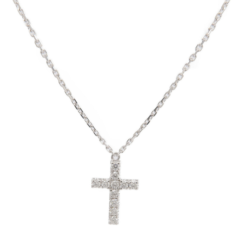 CARTIER 18K白金Symbol Cross Necklace鑽石項鍊-2