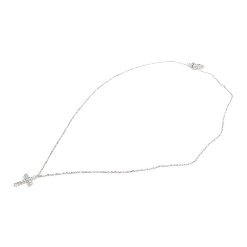 CARTIER 18K白金Symbol Cross Necklace鑽石項鍊-3