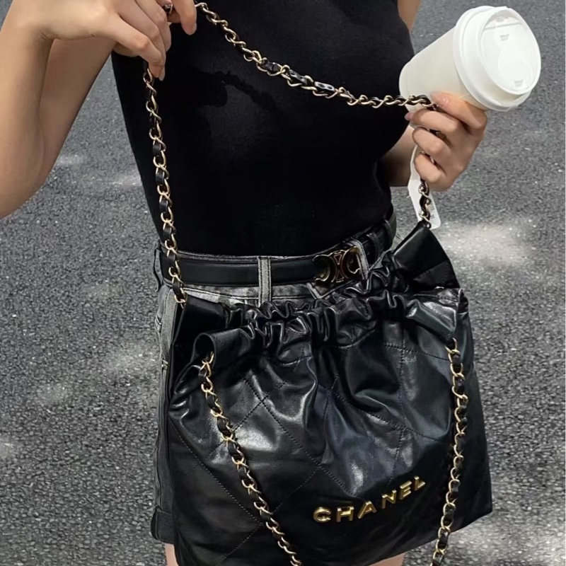 ෆ Chanel 22bag黑金垃圾袋小號-1