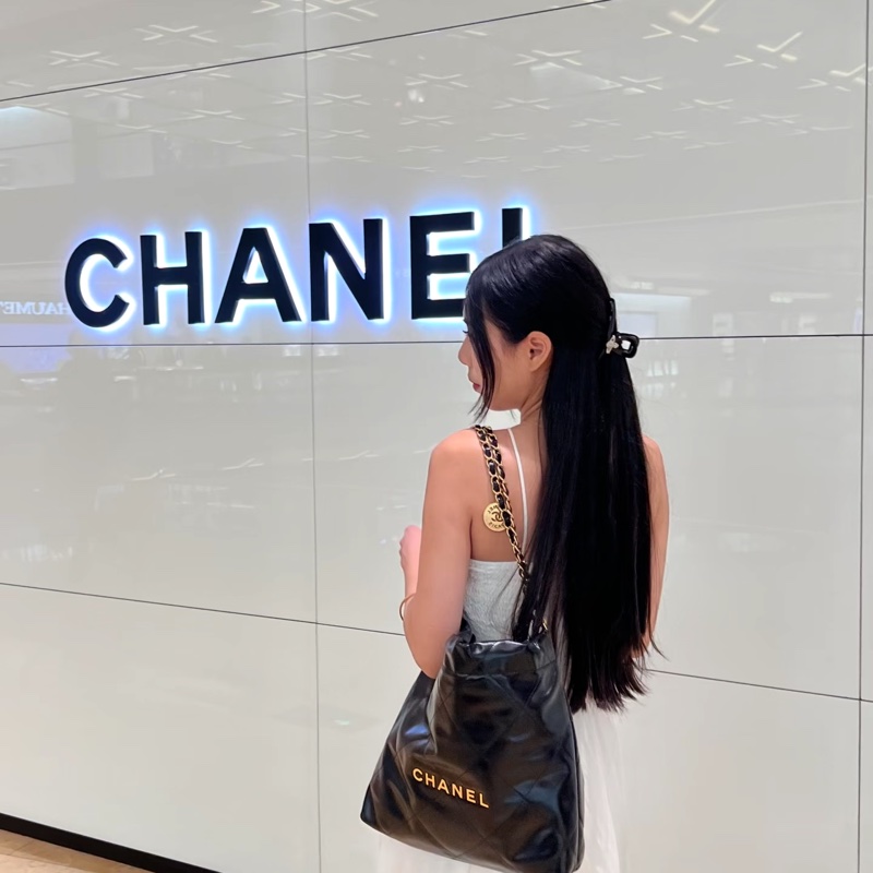 ෆ Chanel 22bag黑金垃圾袋小號-3
