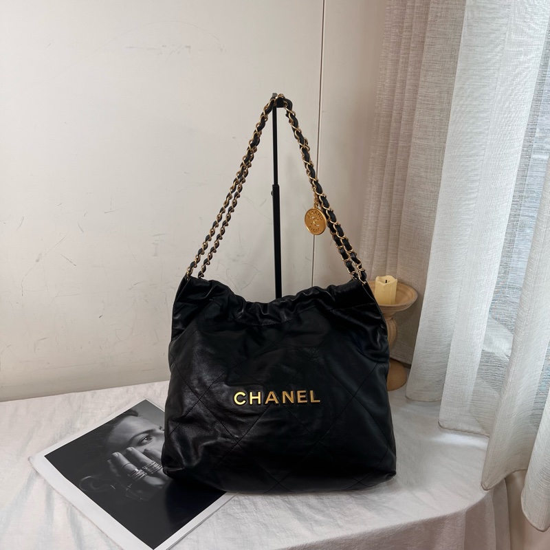 ෆ Chanel 22bag黑金垃圾袋小號-4