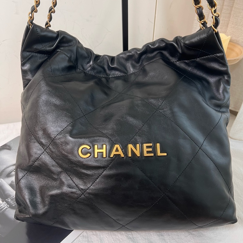 ෆ Chanel 22bag黑金垃圾袋小號-7