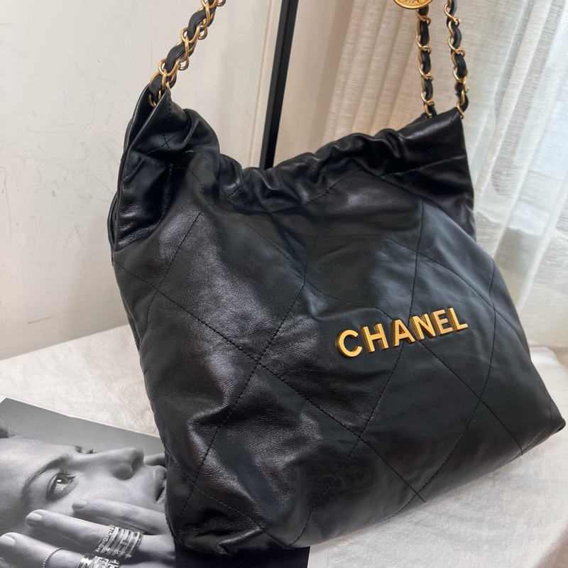 ෆ Chanel 22bag黑金垃圾袋小號-9