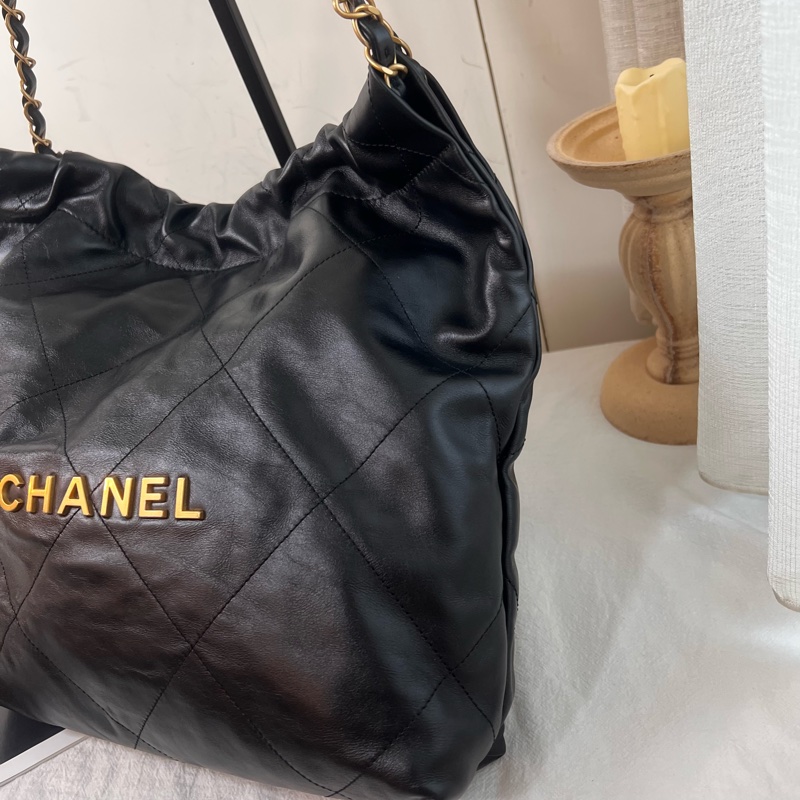 ෆ Chanel 22bag黑金垃圾袋小號-10
